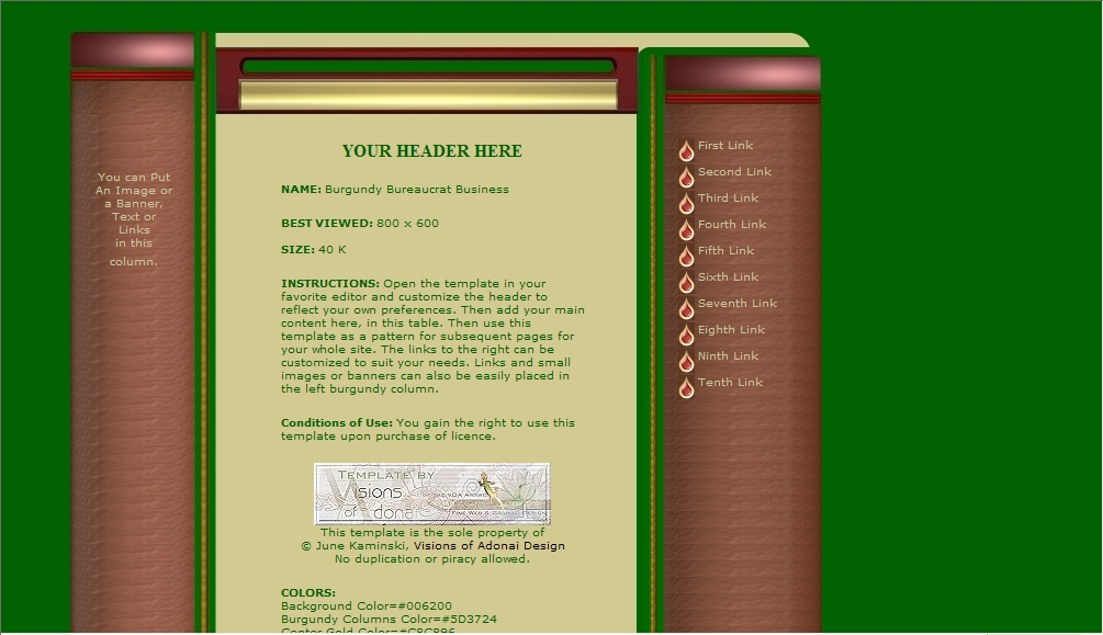 Burgundy Bureaucrat Business Web Template Screen Shot