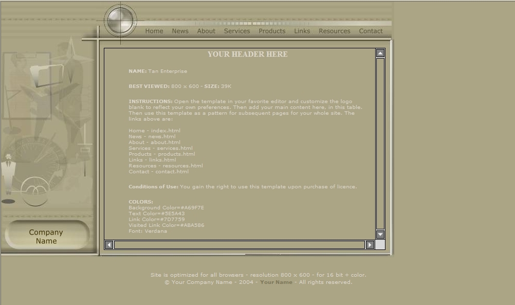 Tan Enterprise Web Template Screen Shot