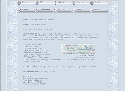 Wedding True Blue Devotion Web Template Screen Shot