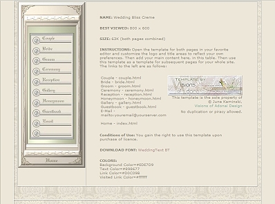Wedding Bliss Creme Web Template Screen Shot